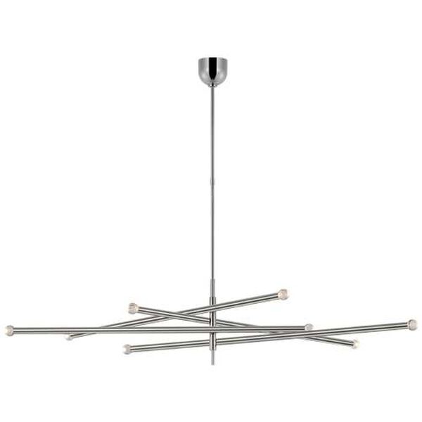 Rousseau Polished Nickel Eight-Light LED Oversized Articulating Chandelier with Clear Glass by Kelly Wearstler, image 1