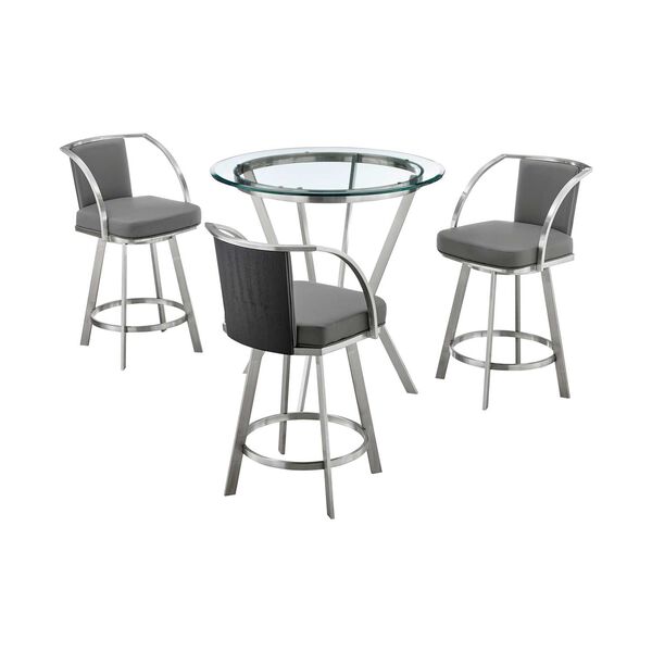 Naomi Livingston Brushed Stainless Steel Gray Four-Piece Dining Set, image 1