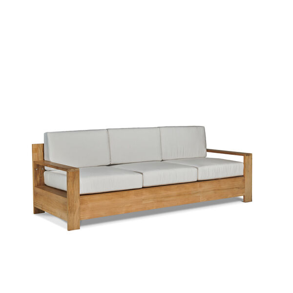 Qube Natural Teak Four-Piece Deep Seating Outdoor Sofa Set with Sunbrella Charcoal Cushion, image 2