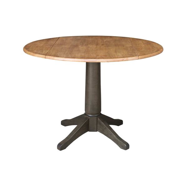 Hickory Washed Coal Round Top Dual Drop Leaf Pedestal Dining Table, image 1