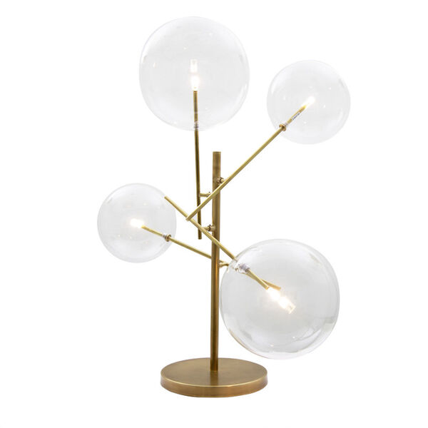 Klare Brown Four-Light Table Lamp with Clear Glass Globe Shades and Adjustable Arms, image 1