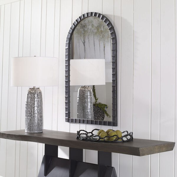 Dandridge Matte Black and Silver 24-Inch x 39-Inch Arch Mirror, image 1