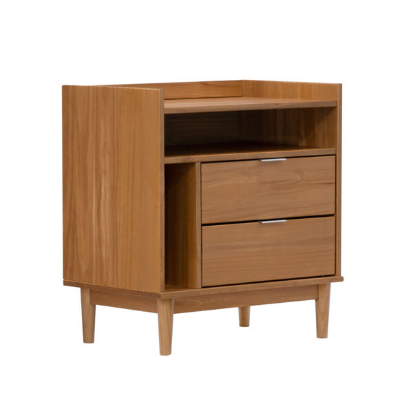 Caramel Solid Wood Two-Drawer Nightstand, image 4