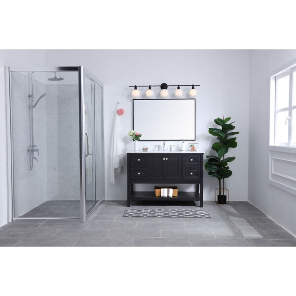 Collier Black Five-Light Bath Vanity with Frosted White Glass, image 2