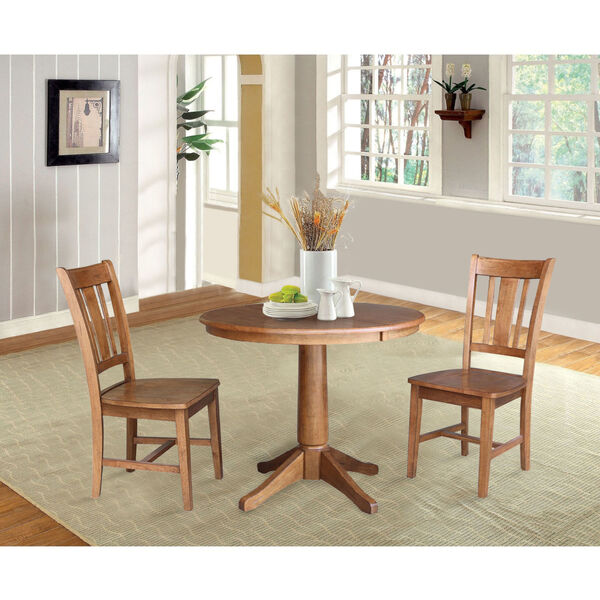 San Remo Distressed Oak 30-Inch Round Extension Dining Table with Two Chair, image 3
