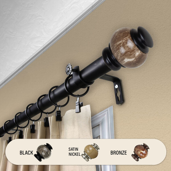 Black 48-Inch Marble Curtain Rod, image 2