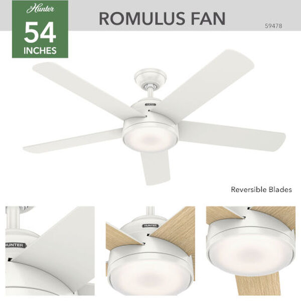 Romulus Fresh White 54-Inch Smart LED Ceiling Fan, image 5