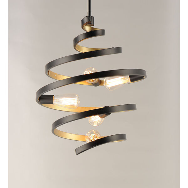 Twister Black and Gold 18-Inch Five-Light Pendant, image 4
