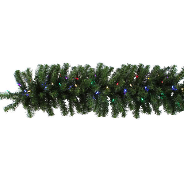 Green 9 Foot Douglas Fir LED Garland with 100 Multicolor Lights, image 1
