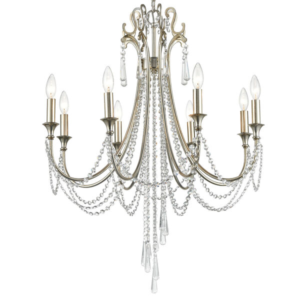Arcadia Antique Silver Eight-Light Chandeliers, image 1