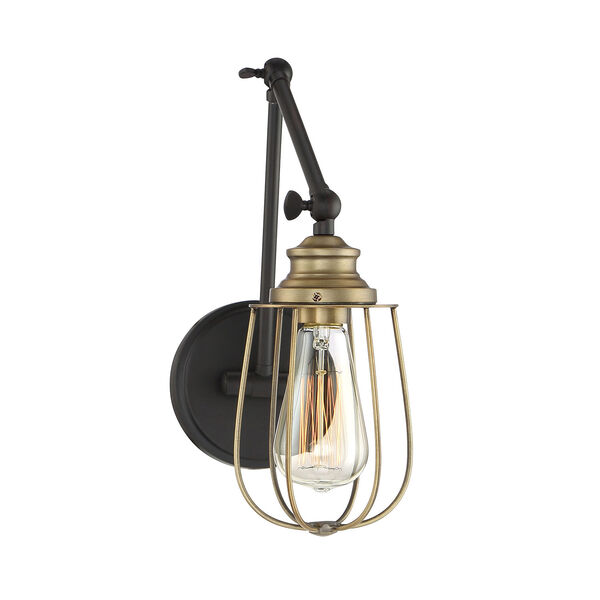 River Station Rubbed Bronze with Brass One-Light Wall Sconce, image 3
