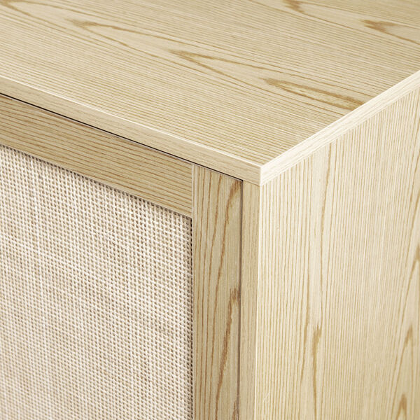 Natural Solid Wood and Rattan Sideboard with Three Drawers, image 5