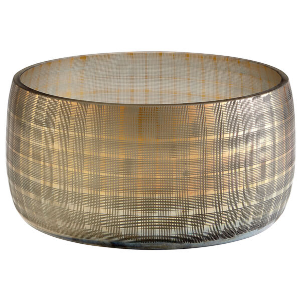Combed Iridescent Gold 12-Inch Gradient Grid Vase, image 1