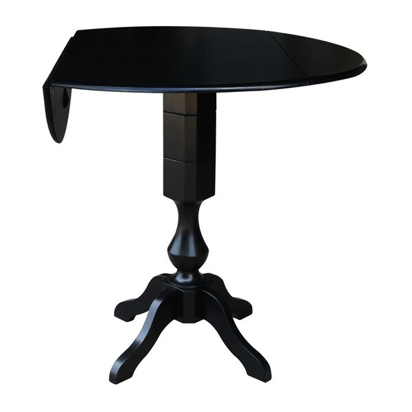 Black 42-Inch High Round Pedestal Dual Drop Leaf Dining Table, image 2