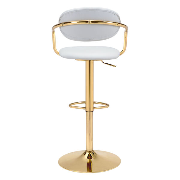 Gusto White and Gold Bar Stool, image 5