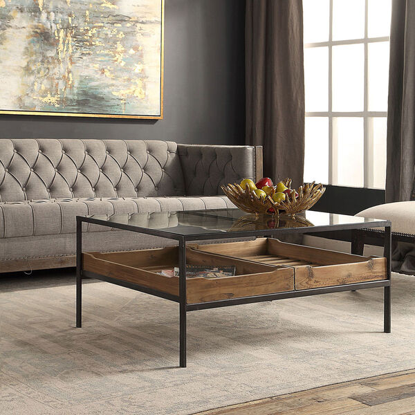 Silas Reclaimed Pine and Aged Steel Coffee Table, image 6
