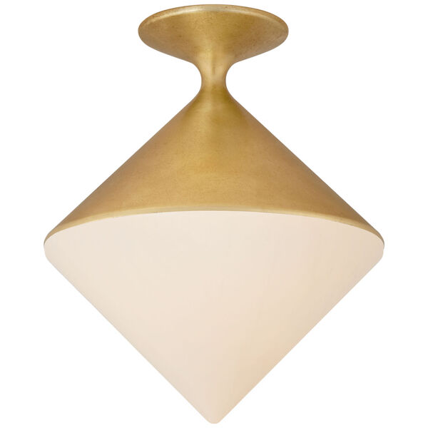 Sarnen Small Flush Mount in Gild with White Glass by AERIN, image 1
