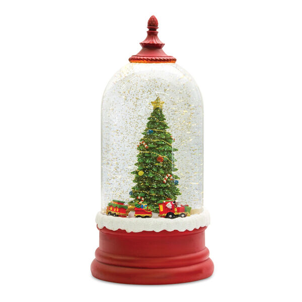 Red and Green Snow Globe with Tree, image 1