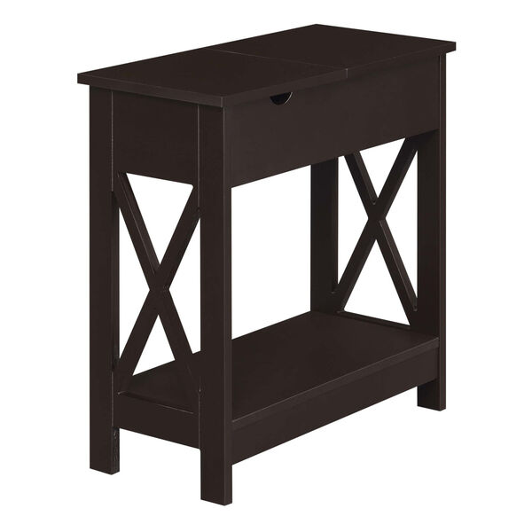 Oxford Espresso Flip Top End Table with Charging Station, image 1