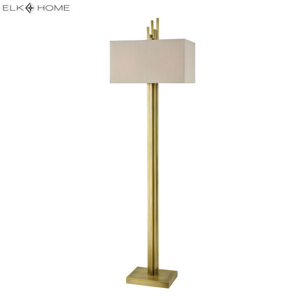 Azimuth Weathered Antique Brass 69-Inch Two-Light Floor Lamp, image 3