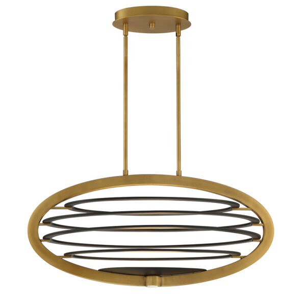 Ombra Black and Brass Two-Light Oval LED Chandelier, image 2