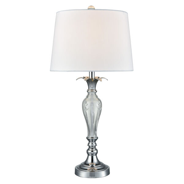 Springdale Charlotte Polished Chrome and White One-Light Crystal Table Lamp, image 1