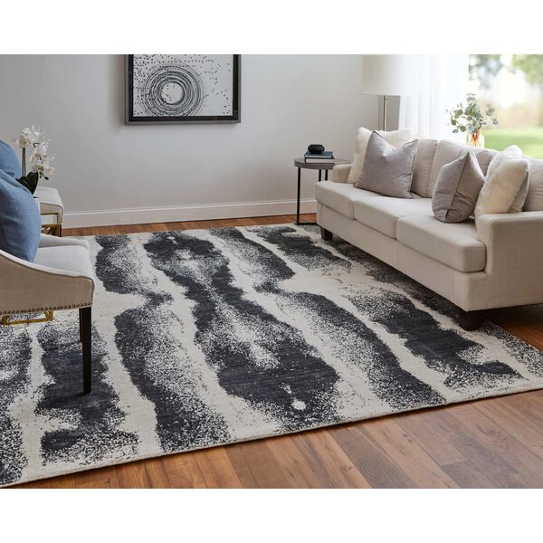 Coda Industrial Abstract Black White Area Rug, image 3