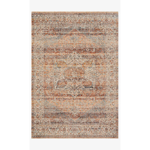 Lourdes Tangerine and Ocean Rectangle: 5 Ft. 3 In. x 7 Ft. 9 In. Rug, image 1