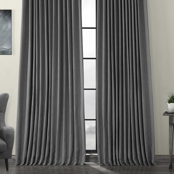 Grey Faux Linen Extra Wide Blackout Curtain Single Panel, image 6