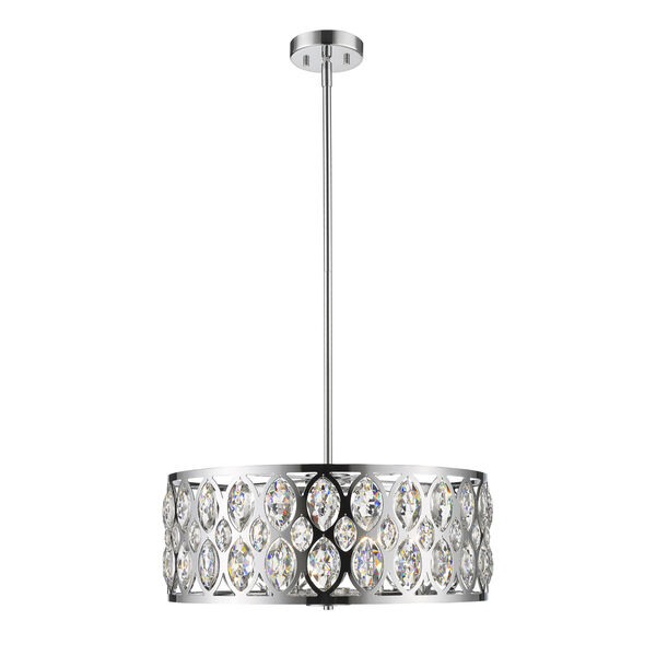 Dealey Chrome Six-Light Chandelier With Transparent Crystal, image 1