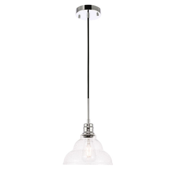 Gil Chrome Nine-Inch One-Light Mini Pendant with Clear Seeded Glass, image 1