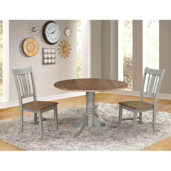 San Remo Hickory and Stone 42-Inch Dual Drop leaf Table with Side Chairs, Three-Piece, image 2