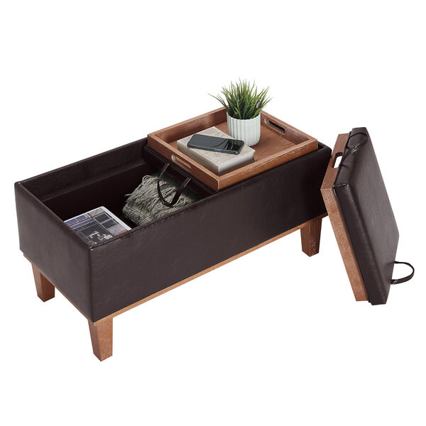 Brown Designs4Comfort Brentwood Storage Ottoman with Reversible Tray, image 4