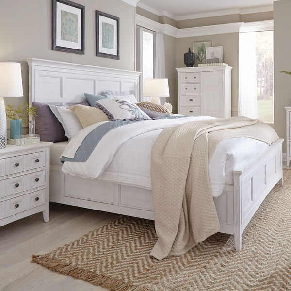 Heron Cove Relaxed Traditional Soft White Queen Panel Bed, image 3