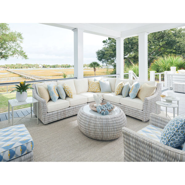 Seabrook Ivory, Taupe, and Gray Ottoman, image 3