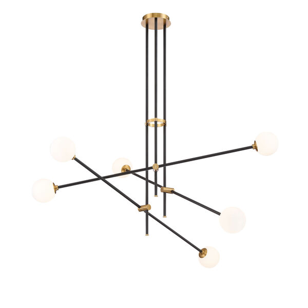 Cosmet Coal and Aged Brass Six-Light Chandelier, image 1
