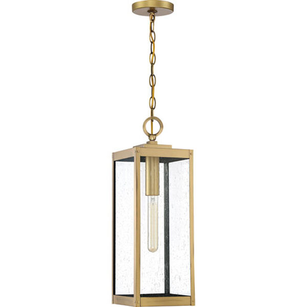 Pax Antique Brass One-Light Outdoor Pendant with Seedy Glass, image 2
