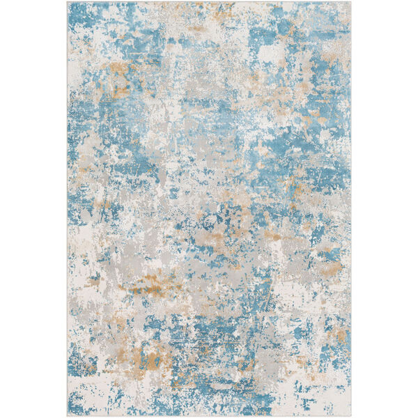 Aisha Sky Blue and Mustard Rectangular: 5 Ft. 3 In. x 7 Ft. 3 In. Rug, image 1