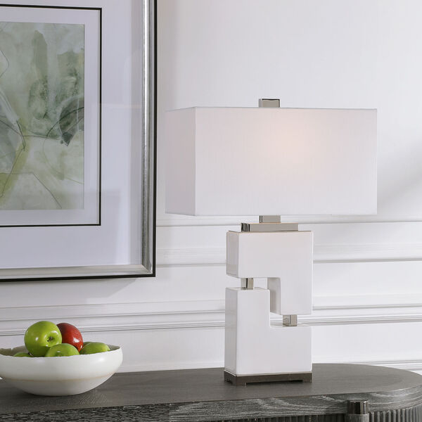 Tetris White One-Light Table Lamp, image 2