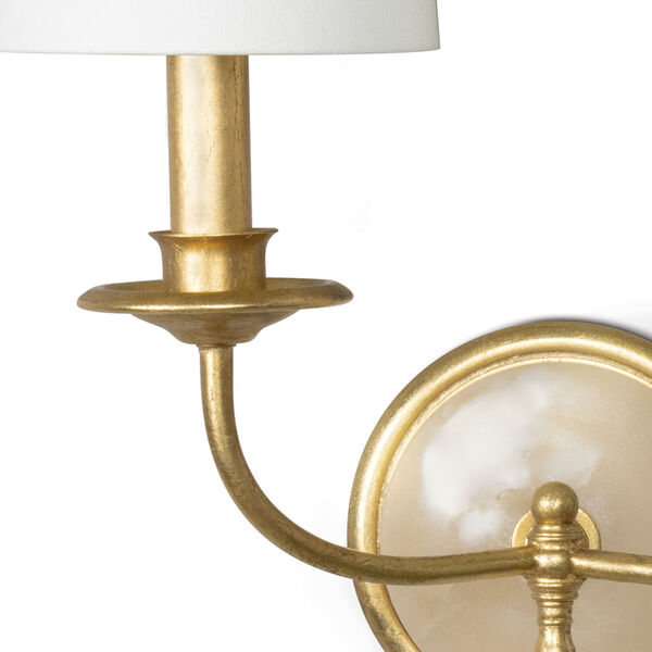 Fisher Gold and White Two-Light Wall Sconce, image 3