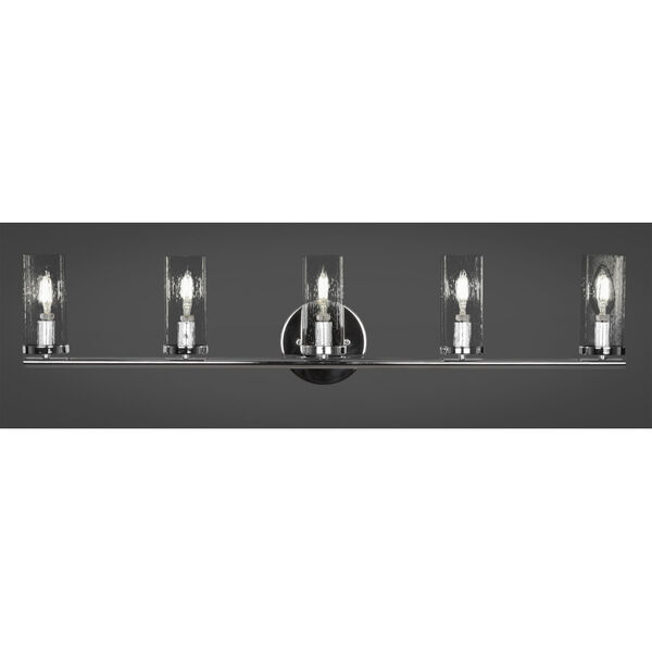 Trinity Chrome Five-Light Bath Vanity with Clear Bubble Glass, image 2