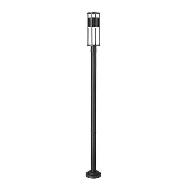 Luca Black LED Outdoor Post Mounted Fixture with Etched Glass Shade, image 1