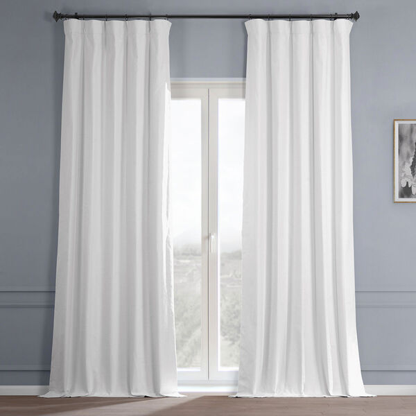 Prime White Dune Textured Hotel Blackout Cotton Single Panel Curtain, image 1