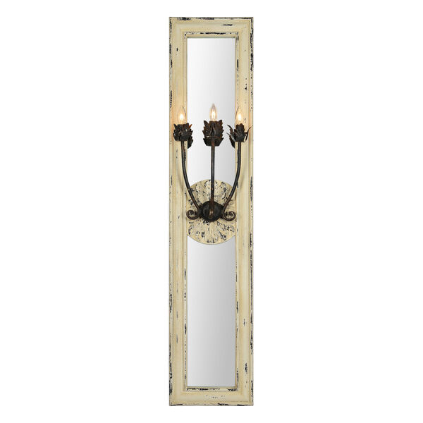 Opal Distressed White and Black Three-Light Wall Sconce, image 1