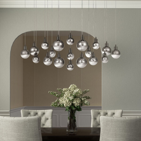 Shadow Black Chrome Integrated LED One-Light Island Chandelier with Smoked Glass, image 7