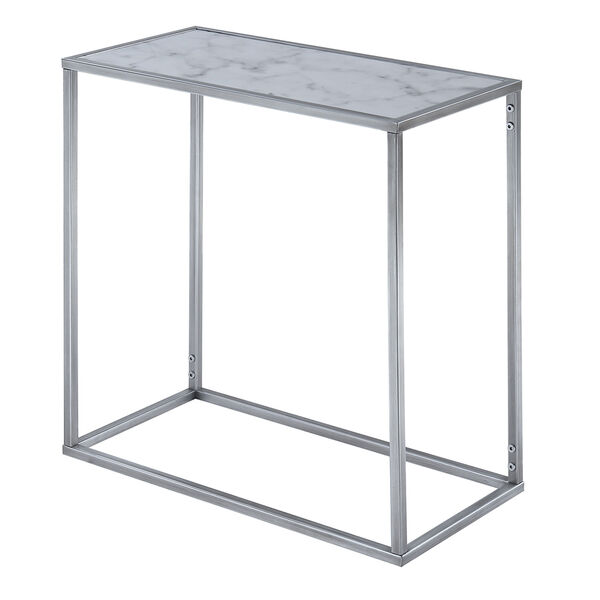 Gold Coast Faux Marble Chairside Table with Silver Base, image 3