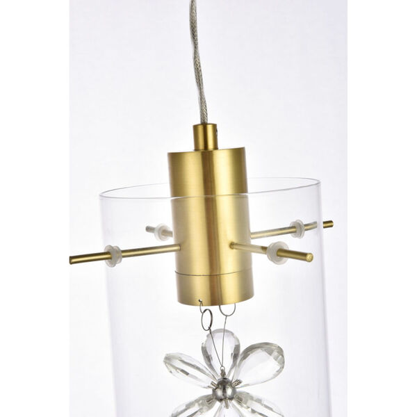 Hana Gold One-Light LED Mini-Pendant with Royal Cut Clear Crystal, image 5