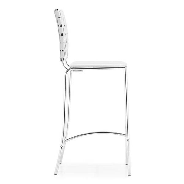 Criss Cross White and Chromed Steel Counter Chair, Set of Two, image 2