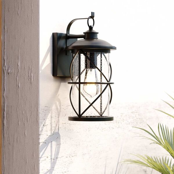 Adams Black One-Light Dusk to Dawn Outdoor Wall Lantern with Clear Glass, image 2
