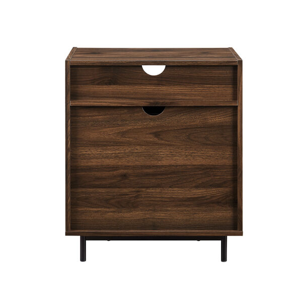 Dark walnut Curved Open Top Two Drawer Nightstand with USB, image 6